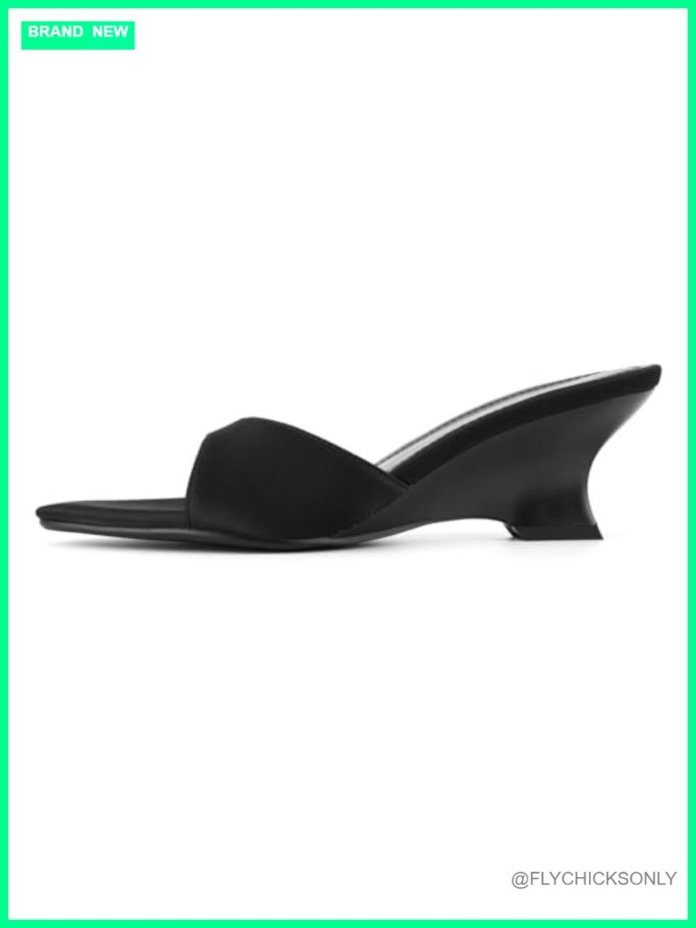 QIV Satin Wedge Mules Pointed Open Toe Sandals Slip On